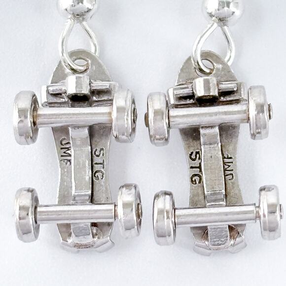 Vintage JMF Sterling Silver 925 Roller Skate Dangle Earrings - Picture 8 of 10